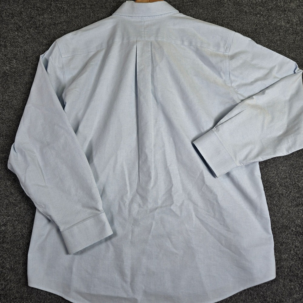 L.L. Bean Dress Shirt Mens 16-32 256513 Blue Wrinkle Resistant Button-Down Trim - Picture 7 of 14